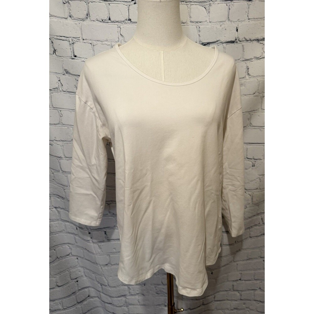 Lands' End Women's 3/4 Sleeve Lightweight Jersey Cotton Blend Tee Size Medium